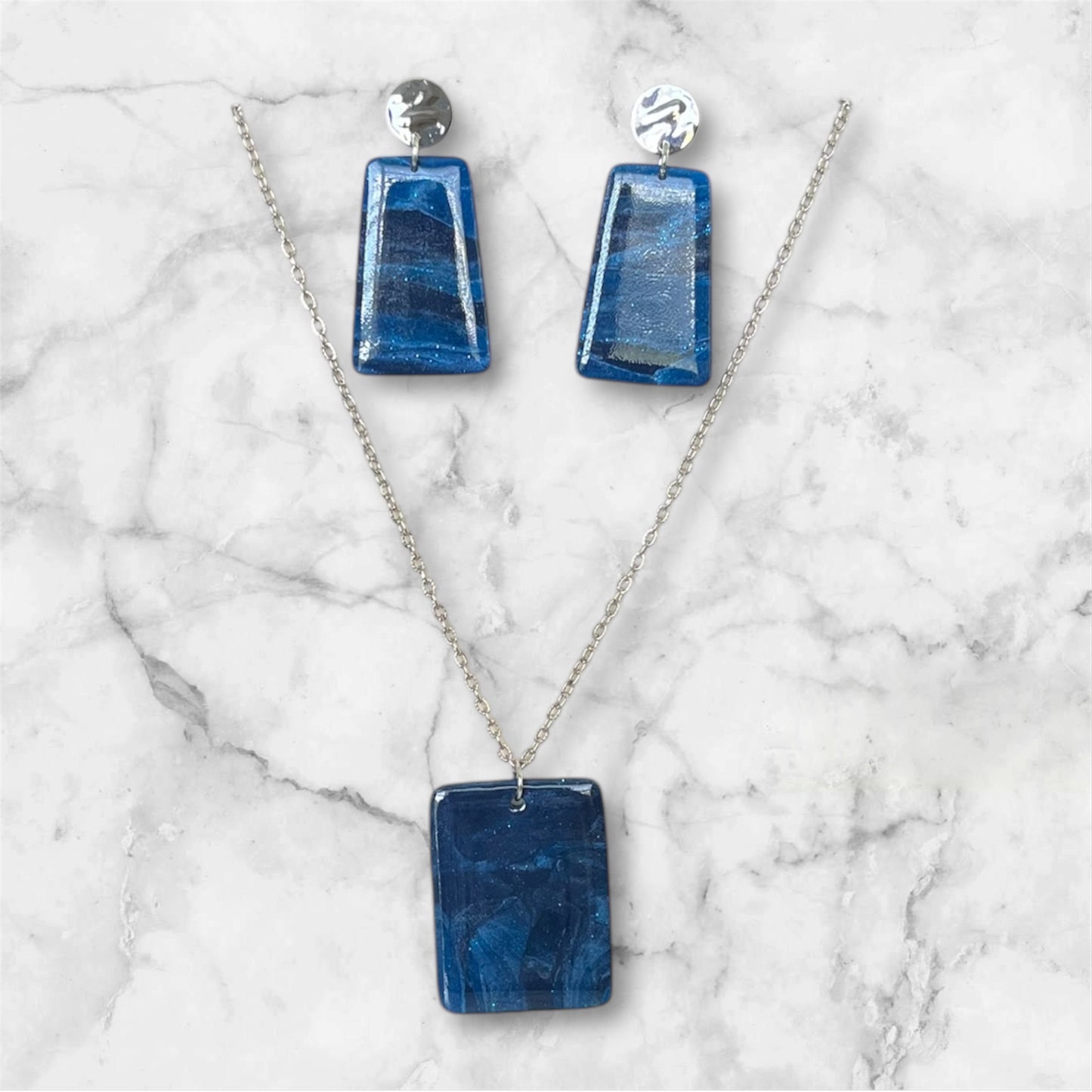 Denim Squares Necklace Set