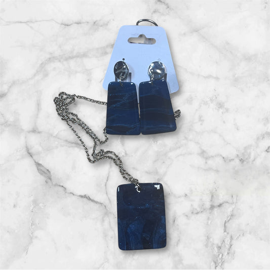 Denim Squares Necklace Set