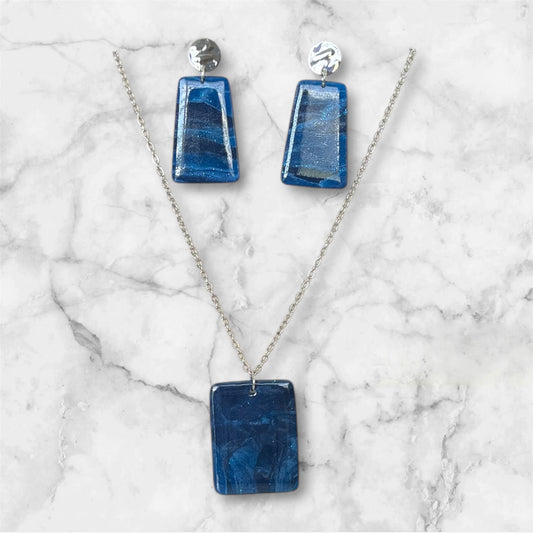 Denim Squares Necklace Set